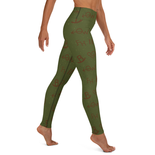 Green Cattle Branding Yoga Leggings