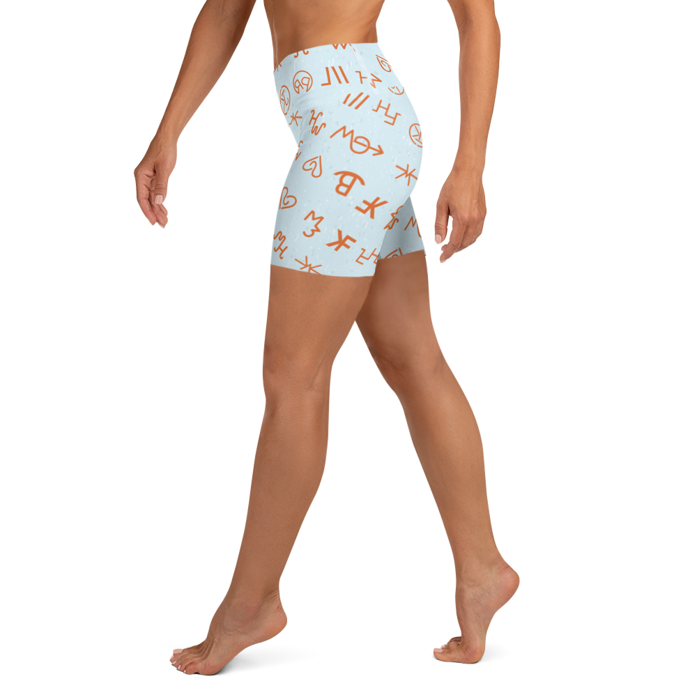 Blue Cattle Branding Yoga Shorts