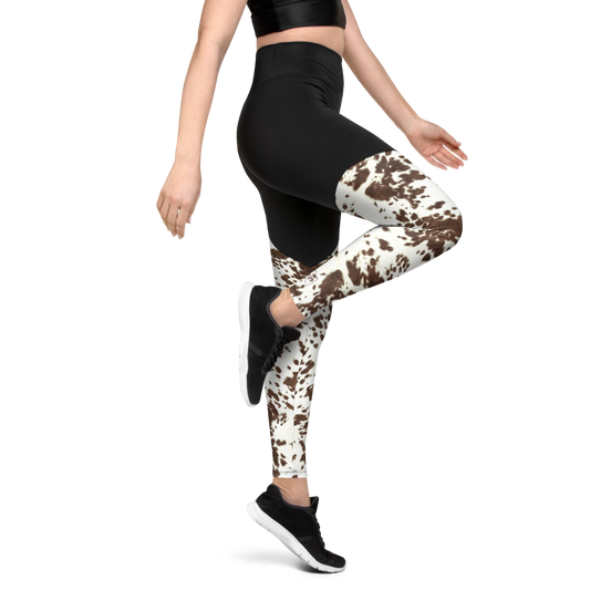 Brown Cowhide Sports Leggings